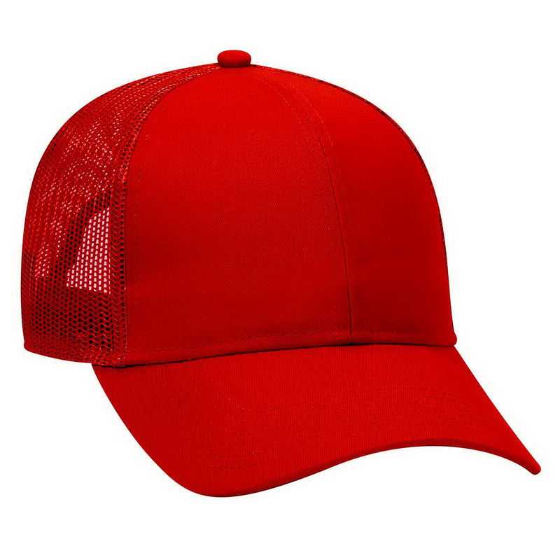 OTTO 30-287 Cotton Twill Pro Style Mesh Back Cap with Fabric Adjustable Hook - Red - HIT a Double - 1