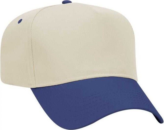 OTTO 31-069 Twill 5 Panel Pro Style Cap - Royal Natural - HIT a Double - 1
