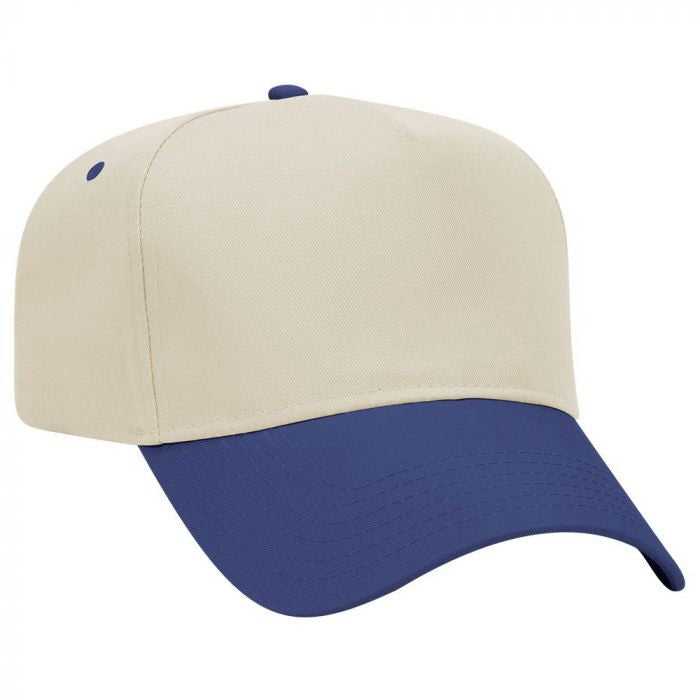 OTTO 31-069 Twill 5 Panel Pro Style Cap - Royal Natural - HIT a Double - 1