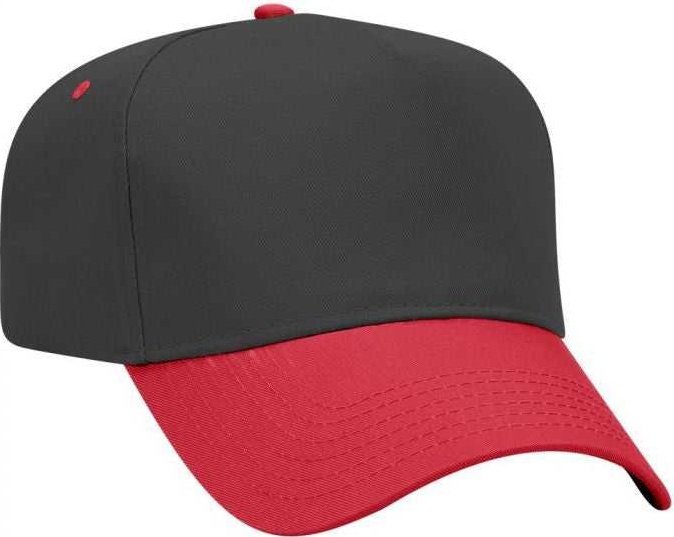 OTTO 31-069 Twill 5 Panel Pro Style Cap - Red Black - HIT a Double - 1
