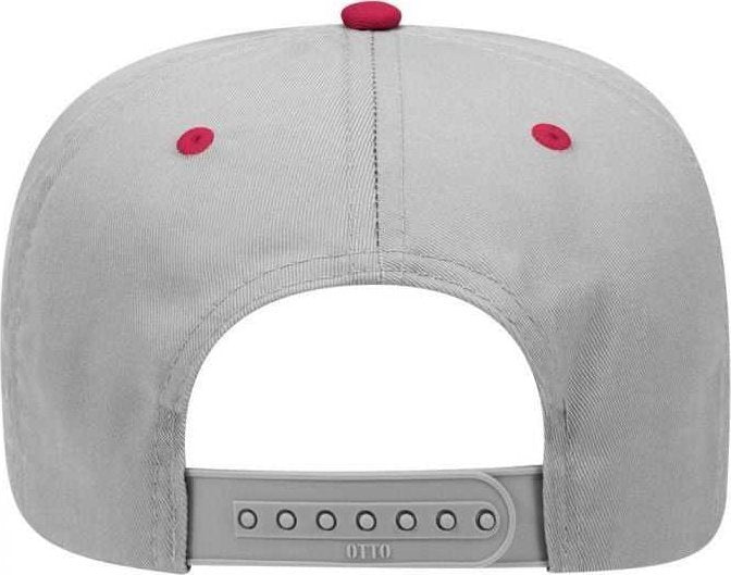 OTTO 31-069 Twill 5 Panel Pro Style Cap - Red Gray - HIT a Double - 1