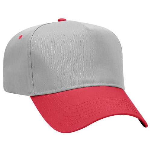 OTTO 31-069 Twill 5 Panel Pro Style Cap - Red Gray - HIT a Double - 1