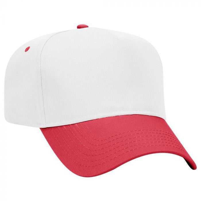 OTTO 31-069 Twill 5 Panel Pro Style Cap - Red White - HIT a Double - 1