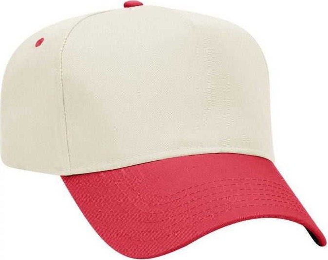 OTTO 31-069 Twill 5 Panel Pro Style Cap - Red Natural - HIT a Double - 1