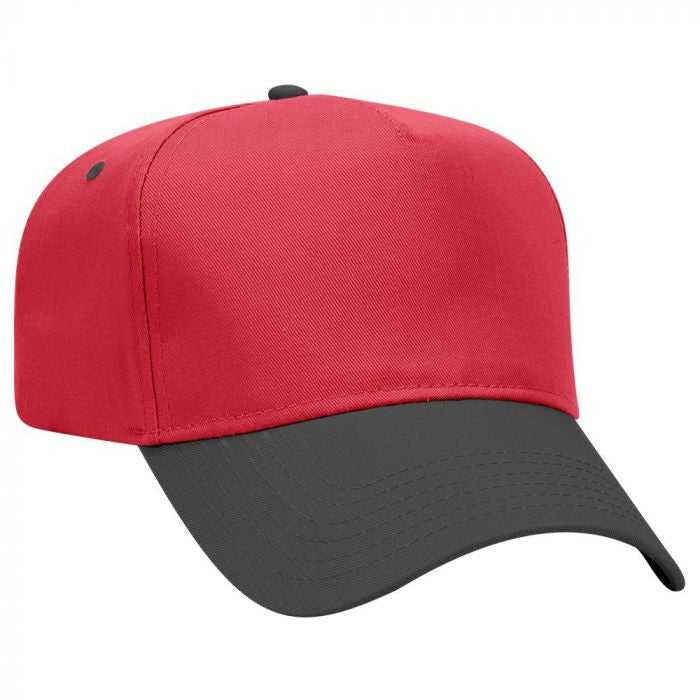 OTTO 31-069 Twill 5 Panel Pro Style Cap - Black Red - HIT a Double - 1