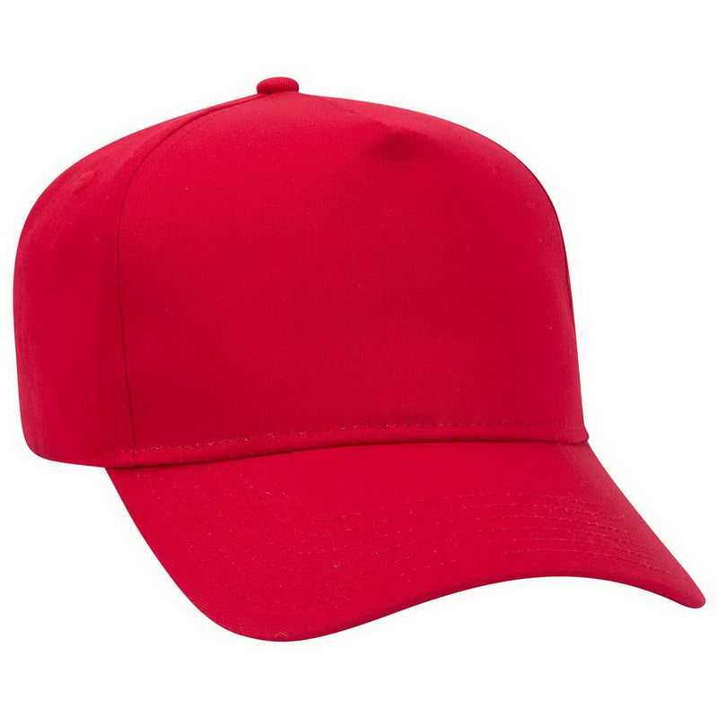 OTTO 31-538 Cotton Twill 5 Panel Pro Style Cap with Fabric Adjustable Hook - Red - HIT a Double - 1