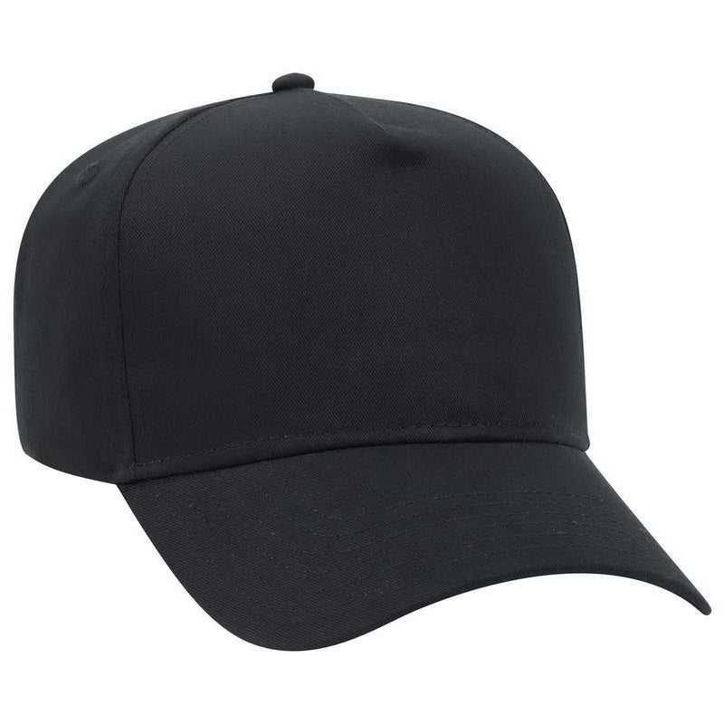 OTTO 31-538 Cotton Twill 5 Panel Pro Style Cap with Fabric Adjustable Hook - Black - HIT a Double - 1