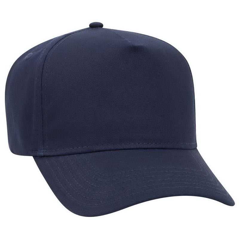 OTTO 31-538 Cotton Twill 5 Panel Pro Style Cap with Fabric Adjustable Hook - Navy - HIT a Double - 1