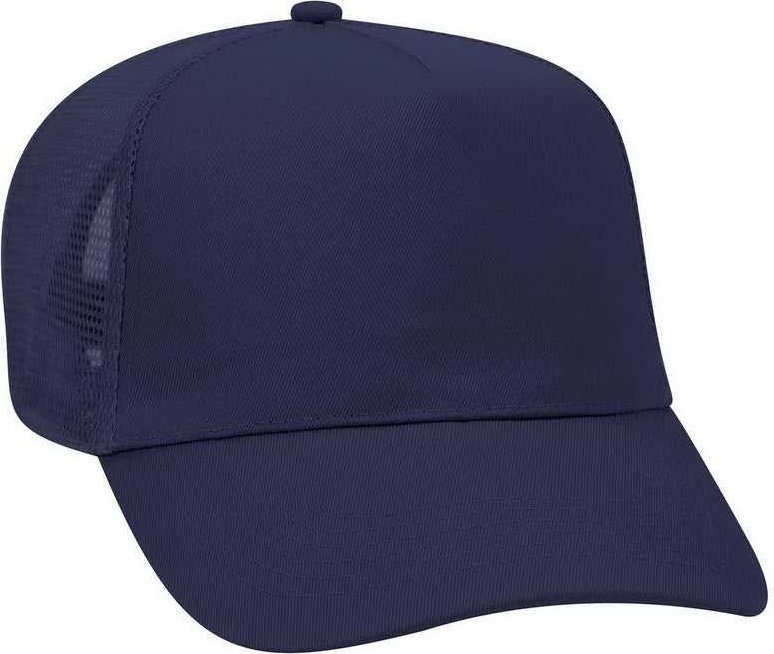OTTO 32-1104 Promo Cotton Blend Twill 5 Panel Pro Style Mesh Back Trucker Hat - Navy - HIT a Double - 1