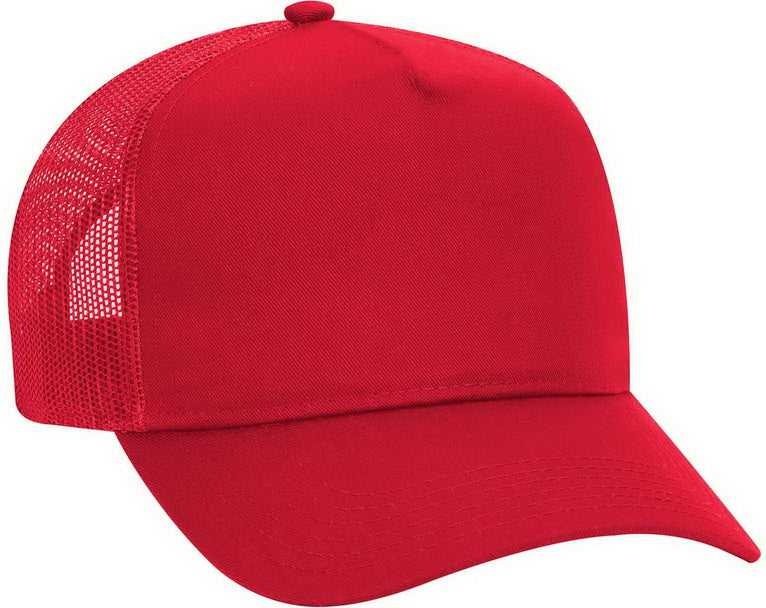 OTTO 32-285 100% Nylon Mesh Back Cotton Twill 5 Panel Pro Style Mesh Back Cap - Red - HIT a Double - 1