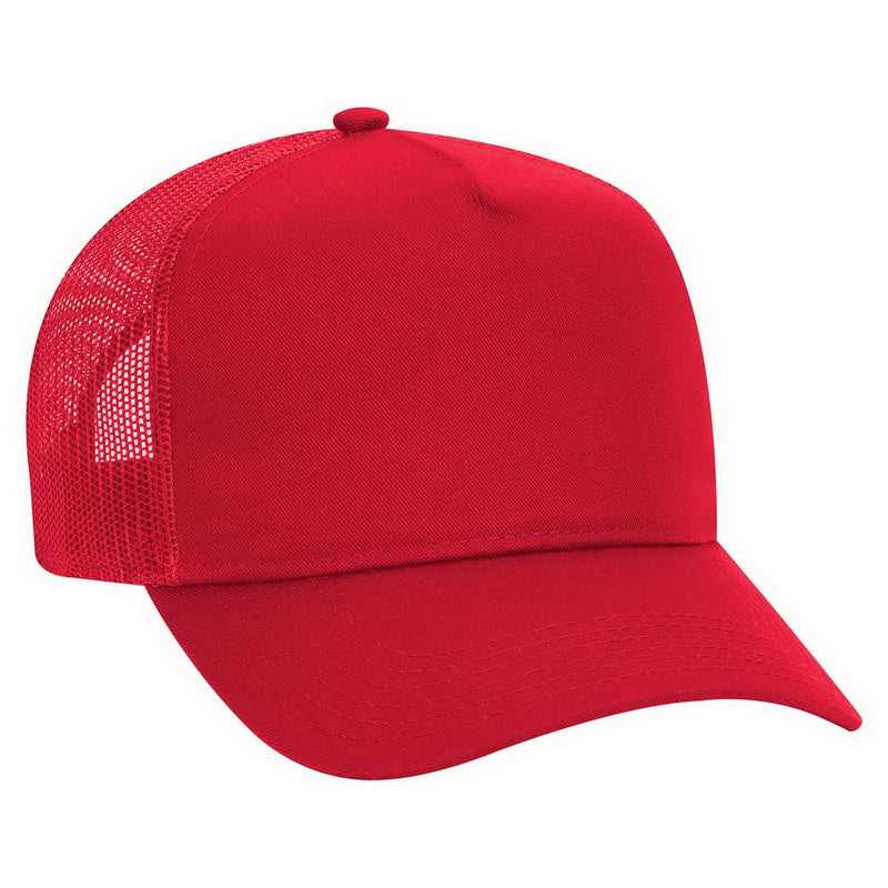 OTTO 32-285 100% Nylon Mesh Back Cotton Twill 5 Panel Pro Style Mesh Back Cap - Red - HIT a Double - 1