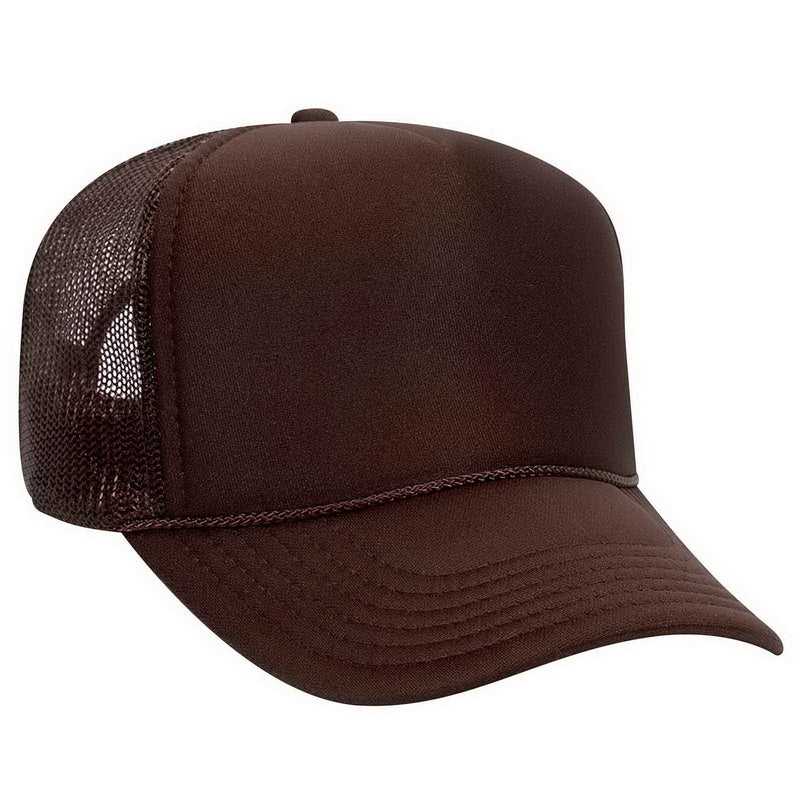 OTTO 32-467 Polyester Foam Front 5 Panel Pro Style Mesh Back Cap - Brown - HIT a Double - 1