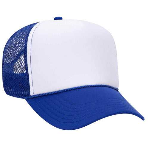 OTTO 32-467 Polyester Foam Front 5 Panel Pro Style Mesh Back Cap - Royal White Royal - HIT a Double - 1