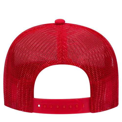OTTO 32-467 Polyester Foam Front 5 Panel Pro Style Mesh Back Cap - Red White Red - HIT a Double - 1
