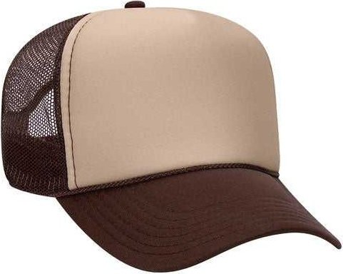 OTTO 32-467 Polyester Foam Front 5 Panel Pro Style Mesh Back Cap - Brown Tan Brown - HIT a Double - 1