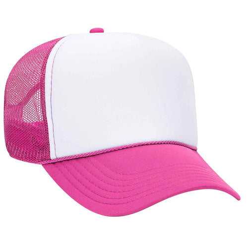 OTTO 32-467 Polyester Foam Front 5 Panel Pro Style Mesh Back Cap - Heather Pnk White Heather Pnk - HIT a Double - 1