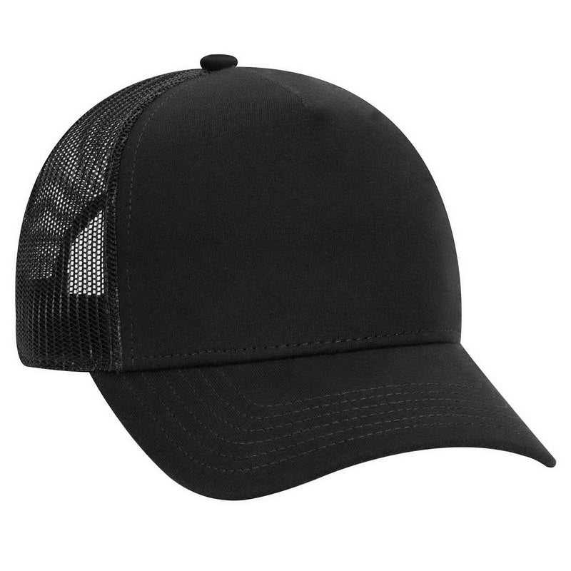 OTTO 32-934 Jersey Knit 5 Panel Pro Style Mesh Back Structured Firm Front Panel Cap - Black - HIT a Double - 1