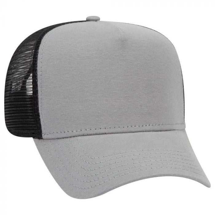 OTTO 32-934 Jersey Knit 5 Panel Pro Style Mesh Back Structured Firm Front Panel Cap - Gray Gray Black - HIT a Double - 1