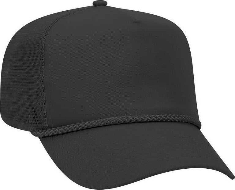 OTTO 39-071 Cotton Twill High Crown Golf Style Mesh Back Structured Firm Front Panel Cap - Black - HIT a Double - 1