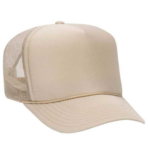 OTTO 39-165 Polyester Foam Front High Crown Golf Style Mesh Back Cap with Fabric Adjustable Hook - Khaki - HIT a Double - 1