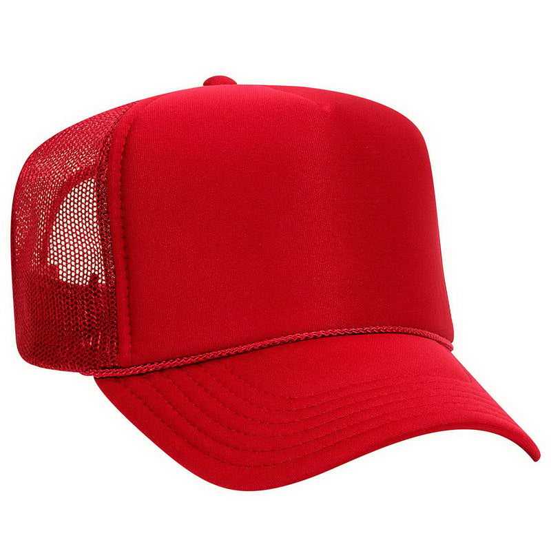 OTTO 39-165 Polyester Foam Front High Crown Golf Style Mesh Back Cap with Fabric Adjustable Hook - Red - HIT a Double - 1
