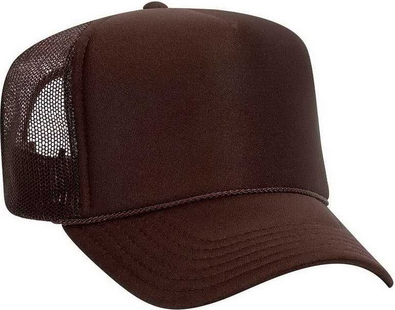 OTTO 39-165 Polyester Foam Front High Crown Golf Style Mesh Back Cap with Fabric Adjustable Hook - Brown - HIT a Double - 1