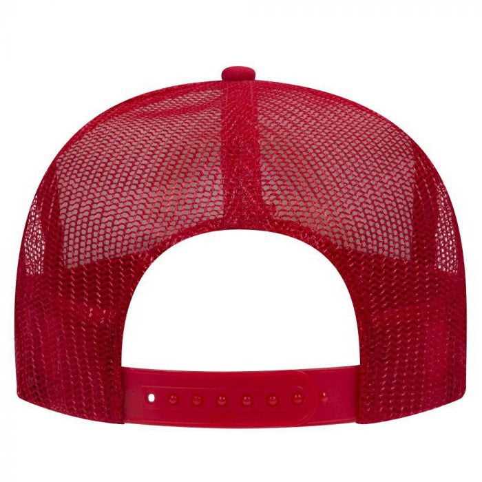 OTTO 39-169 Two Tone Polyester Foam Front High Crown Golf Style Mesh Back 8 Rows Stitching Cap - Red White Red - HIT a Double - 1