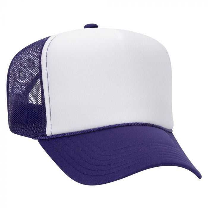 OTTO 39-169 Two Tone Polyester Foam Front High Crown Golf Style Mesh Back 8 Rows Stitching Cap - Purple White Purple - HIT a Double - 1