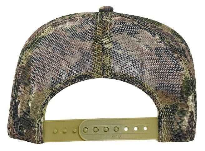 OTTO 47-049 Camouflage 5 Panel Mid Crown Mesh Back Trucker Cap - Light Loden Brown Kelly - HIT a Double - 2