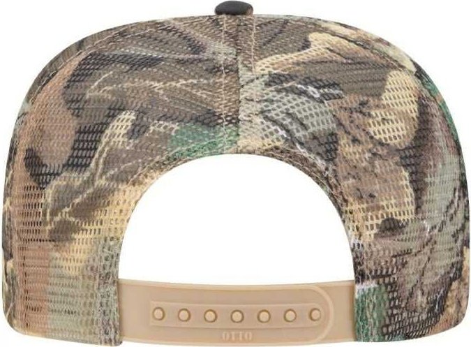 OTTO 47-049 Camouflage 5 Panel Mid Crown Mesh Back Trucker Cap - Khaki Brown Light Olive Green - HIT a Double - 2