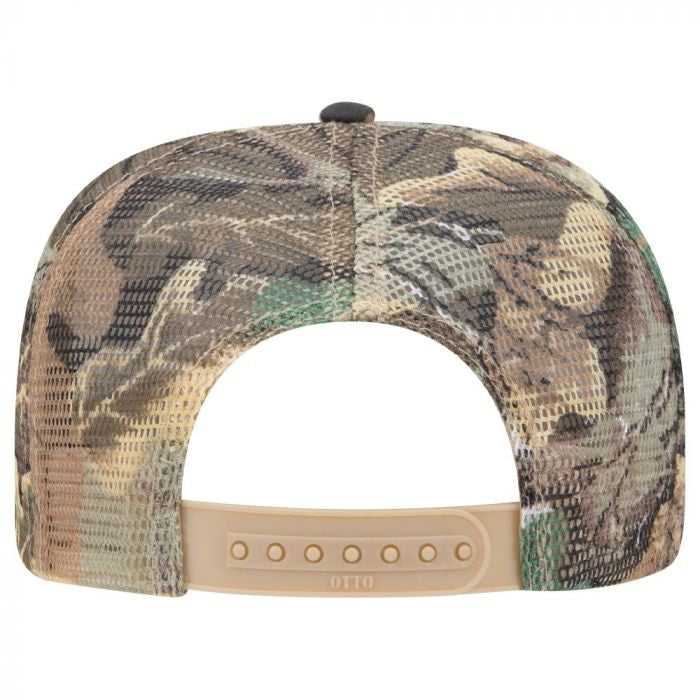 OTTO 47-049 Camouflage 5 Panel Mid Crown Mesh Back Trucker Cap - Khaki Brown Light Olive Green - HIT a Double - 2