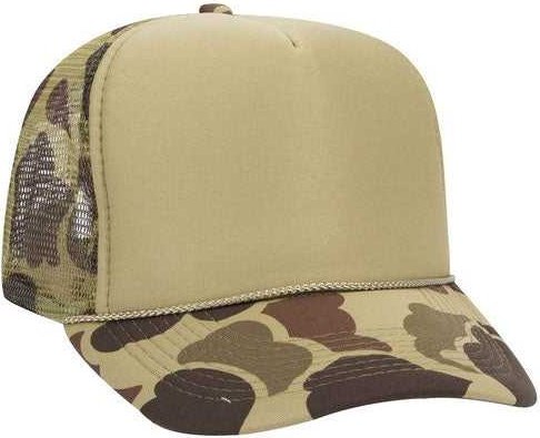 OTTO 49-158 Camouflage 5 Panel High Crown Mesh Back Trucker Cap - Kelly Light Loden Kelly - HIT a Double - 1