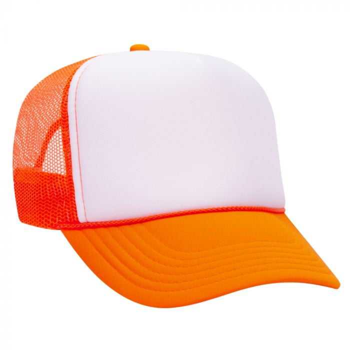 OTTO 55-133 Neon Polyester Foam Golf Style Mesh Back Cap - Neon Orange White Neon Orange - HIT a Double - 1