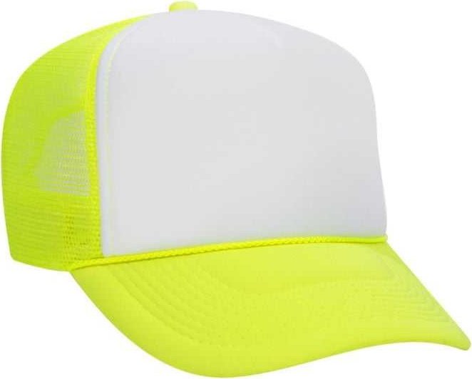 OTTO 55-133 Neon Polyester Foam Golf Style Mesh Back Cap - Neon Yellow White Neon Yellow - HIT a Double - 1