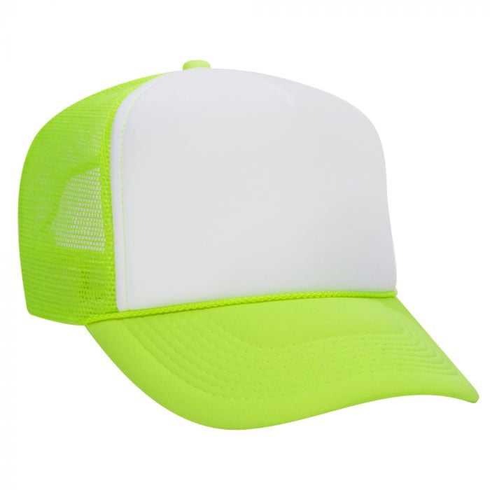 OTTO 55-133 Neon Polyester Foam Golf Style Mesh Back Cap - Neon Green White Neon Green - HIT a Double - 1