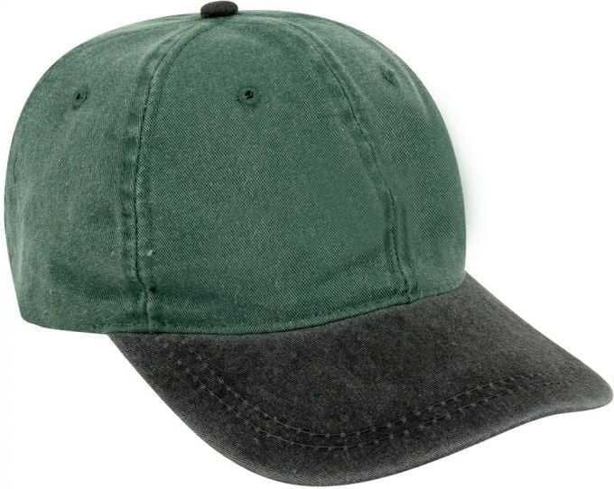 OTTO 64-219 Youth 6 Panel Low Profile Dad Cap - Black Dark Green - HIT a Double - 1
