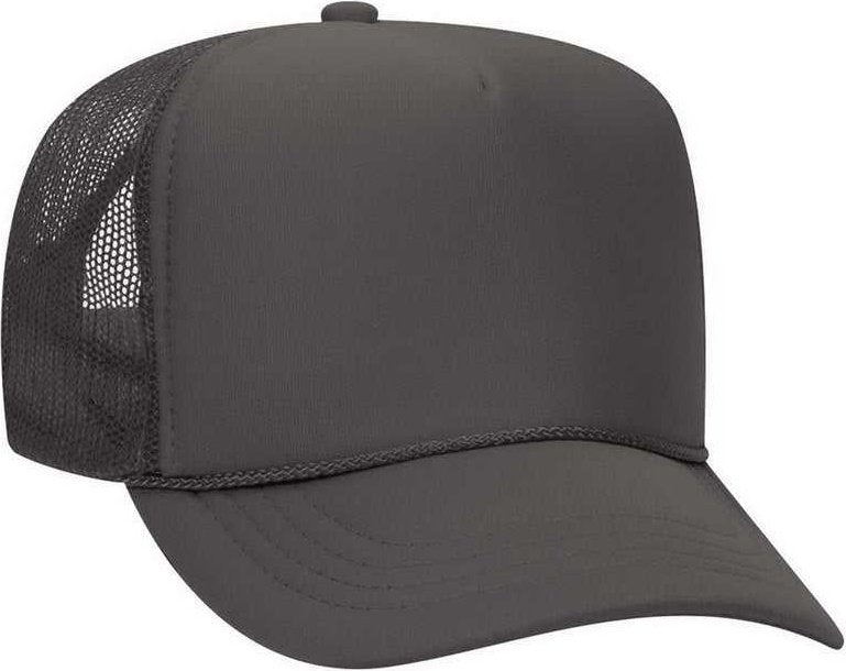 OTTO 68-216 Youth Polyester Foam High Crown Golf Style Mesh Back Cap with Plastic Adjustable Snap - Charcoal Gray - HIT a Double - 1