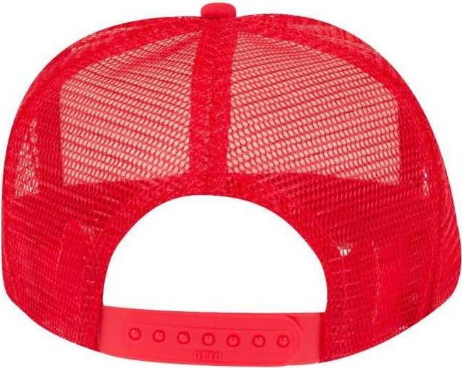 OTTO 68-216 Youth Polyester Foam High Crown Golf Style Mesh Back Cap with Plastic Adjustable Snap - Red White Red - HIT a Double - 1
