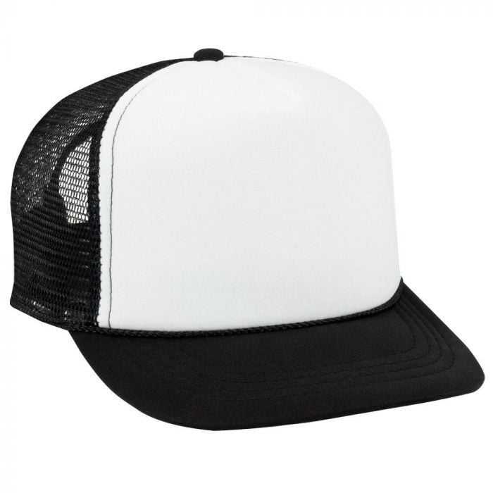 OTTO 68-216 Youth Polyester Foam High Crown Golf Style Mesh Back Cap with Plastic Adjustable Snap - Black White Black - HIT a Double - 1