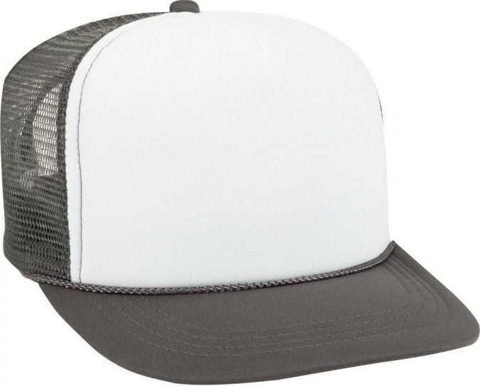 OTTO 68-216 Youth Polyester Foam High Crown Golf Style Mesh Back Cap with Plastic Adjustable Snap - Charcoal White Charcoal - HIT a Double - 1
