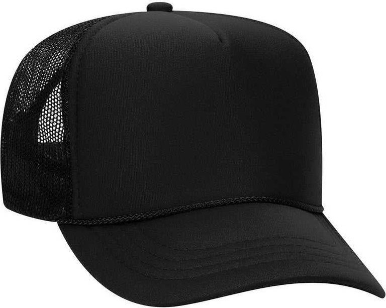 OTTO 68-216 Youth Polyester Foam High Crown Golf Style Mesh Back Cap with Plastic Adjustable Snap - Black - HIT a Double - 1