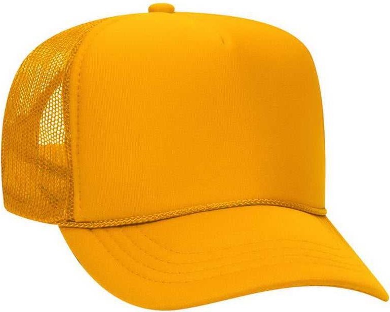 OTTO 68-216 Youth Polyester Foam High Crown Golf Style Mesh Back Cap with Plastic Adjustable Snap - Gold - HIT a Double - 1