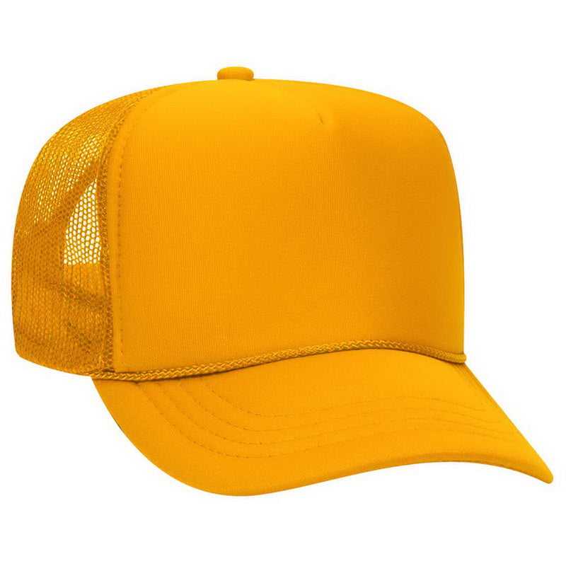 OTTO 68-216 Youth Polyester Foam High Crown Golf Style Mesh Back Cap with Plastic Adjustable Snap - Gold - HIT a Double - 1