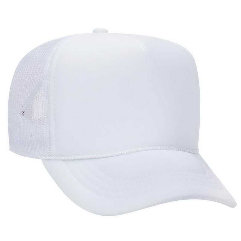 OTTO 68-216 Youth Polyester Foam High Crown Golf Style Mesh Back Cap with Plastic Adjustable Snap - White - HIT a Double - 1