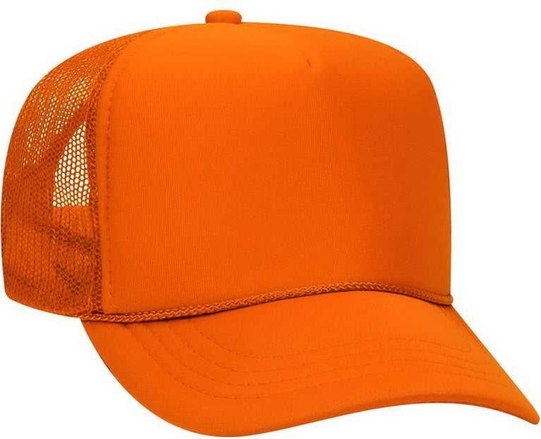OTTO 68-216 Youth Polyester Foam High Crown Golf Style Mesh Back Cap with Plastic Adjustable Snap - Orange - HIT a Double - 1