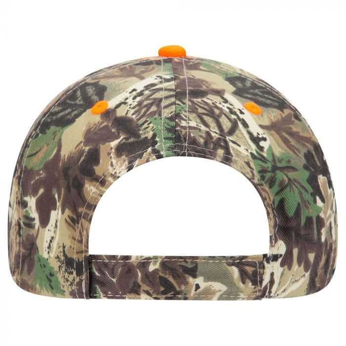 OTTO 78-762 Camouflage 6 Panel Low Profile Baseball Cap - Light Loden Brown Kelly Neon Orange - HIT a Double - 2