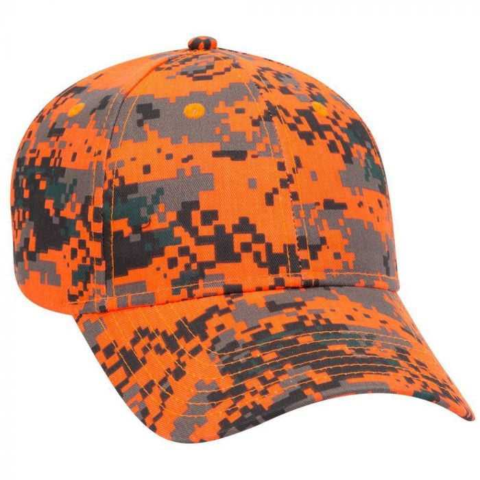 OTTO 78-776 Digital Camouflage 6 Panel Low Profile Baseball Cap - Neon Orange Brown Black - HIT a Double - 1