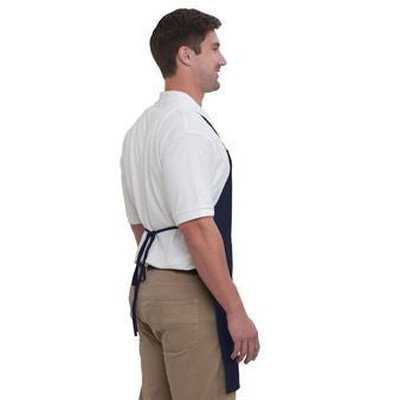 OTTO 803-401 7.5 oz Two Pocket Full Length Adjustable Bib Cotton Twill Aprons - Navy - HIT a Double - 2