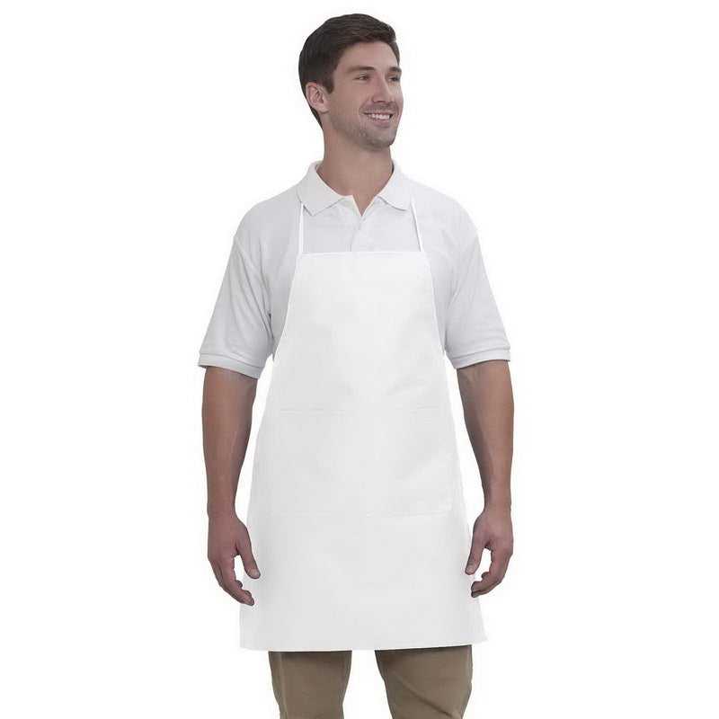 OTTO 803-401 7.5 oz Two Pocket Full Length Adjustable Bib Cotton Twill Aprons - White - HIT a Double - 1