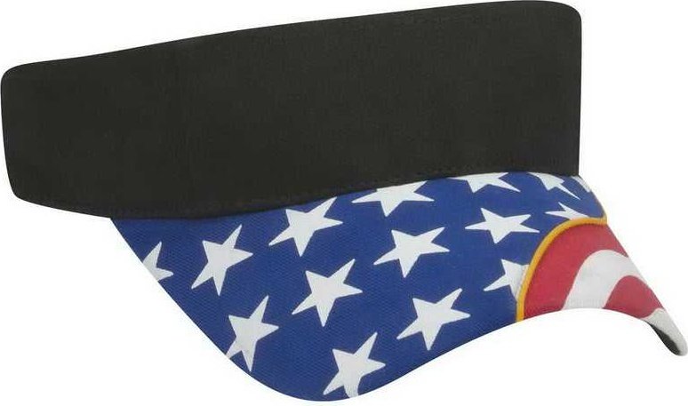 OTTO 81-398 US Flag with Yellow Ribbon Visor Superior Brushed Cotton Twill Solid Colors - Black - HIT a Double - 1